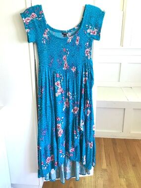 TORRID Floral Smocked Dress Teal Women’s Plus Size 1X